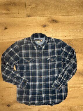 Quiksilver Waterman Collection Blue Plaid Flannel Button Down Shirt Large
